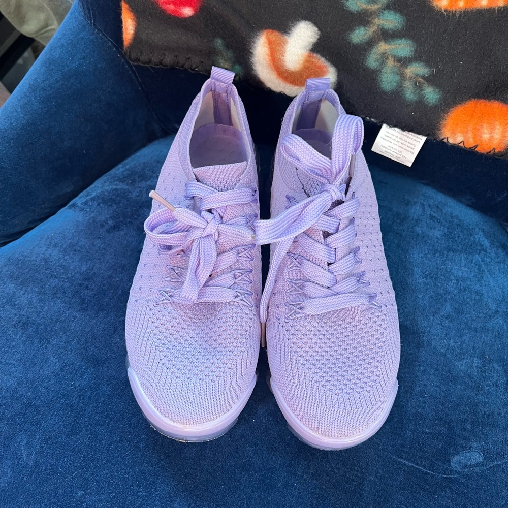 Lilac Knit Slip-On Sneakers for Women - Lightweight Comfort